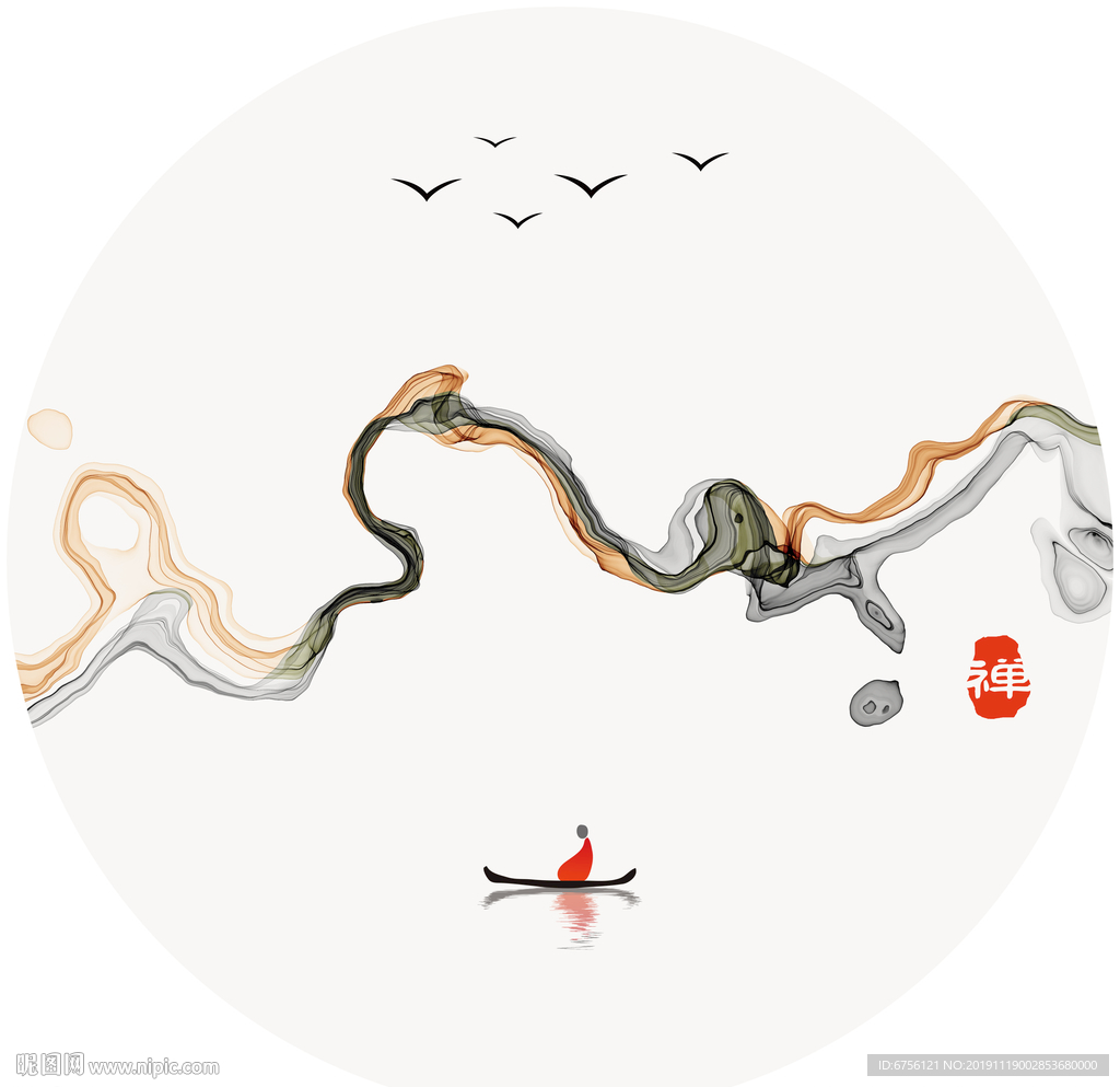 抽象禅意水墨画