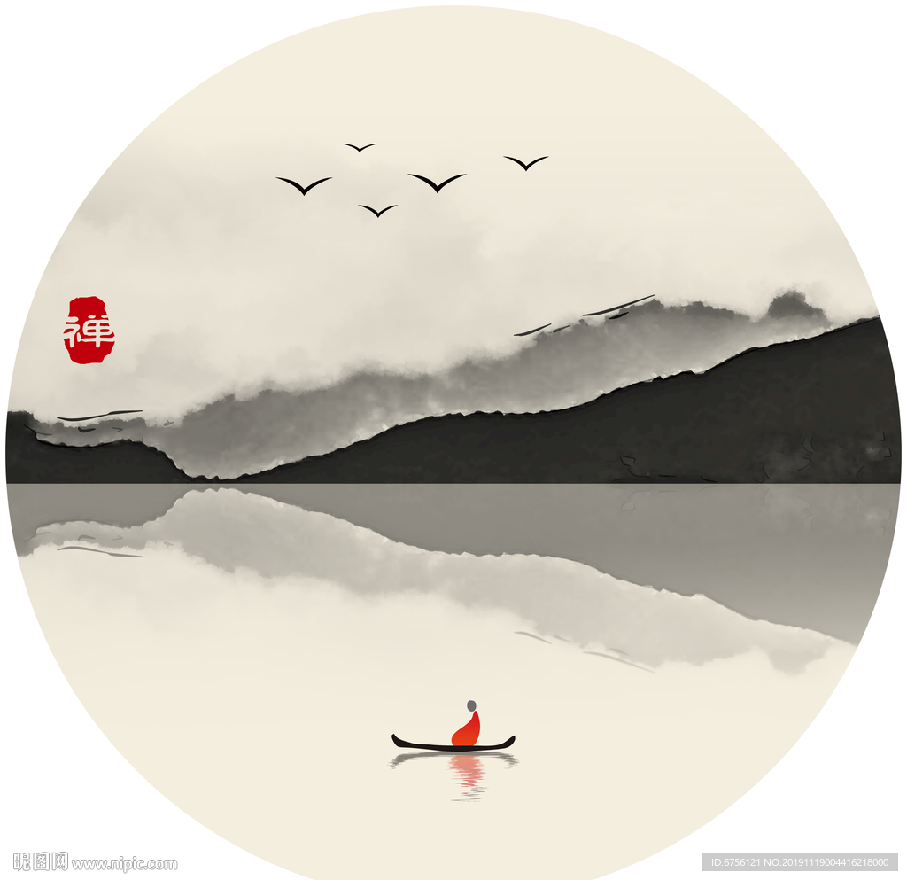 禅意水墨装饰画山水画