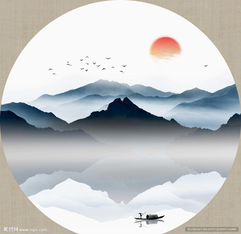 新中式抽象水墨山水意境装饰画