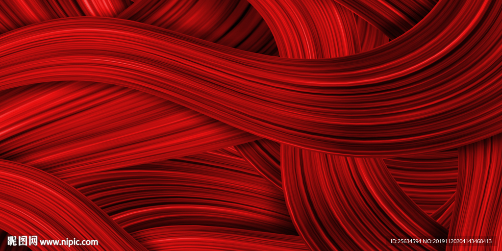 红色抽象曲线背景纹理