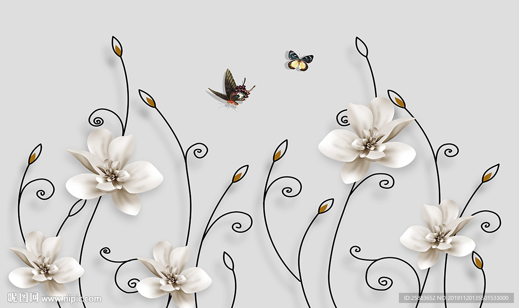 花藤蝴蝶电视背景墙