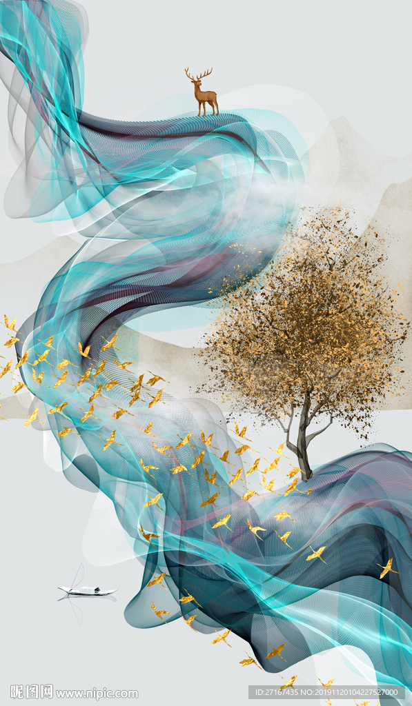 北欧抽象山水画