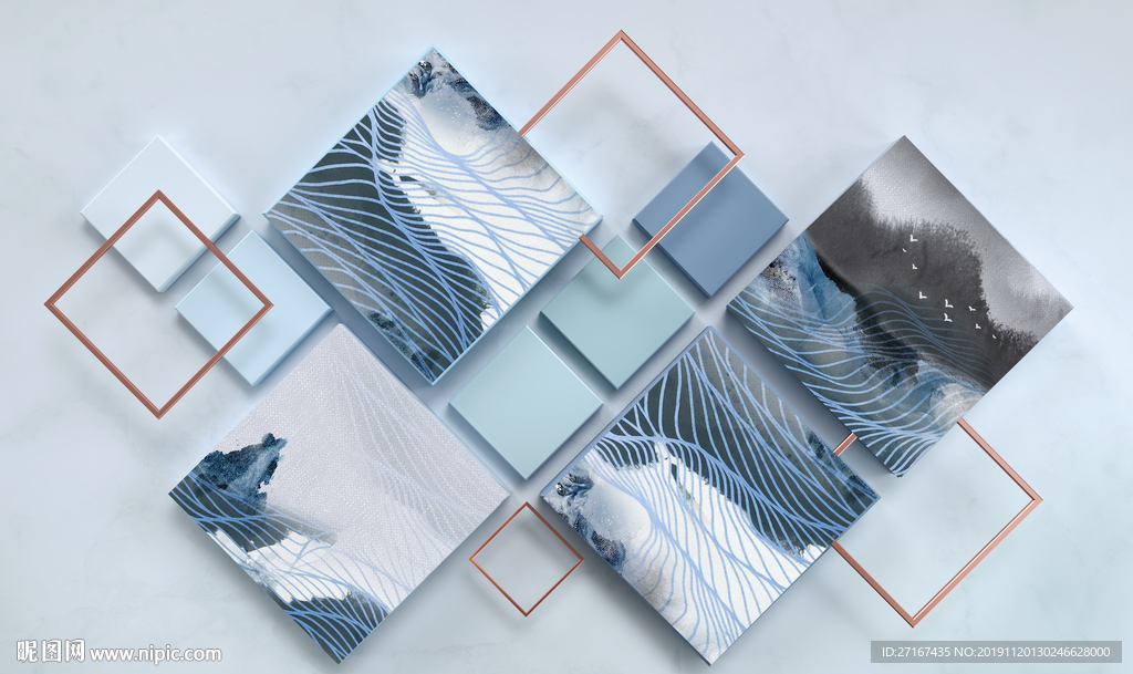 线条几何山水画