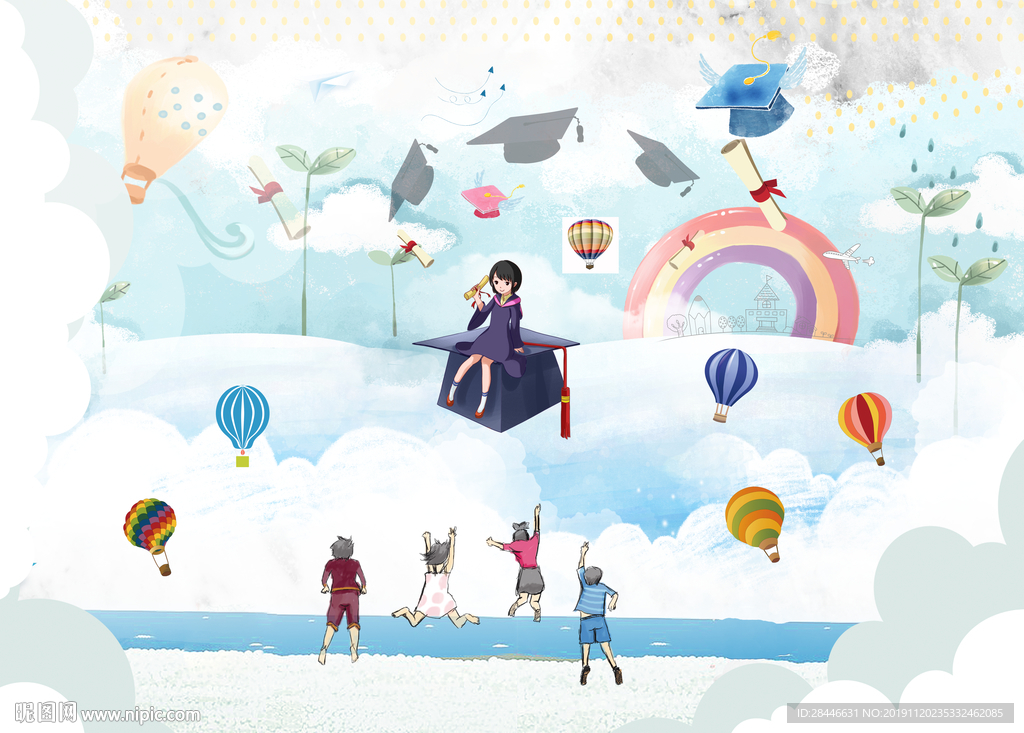 卡通儿童房背景墙