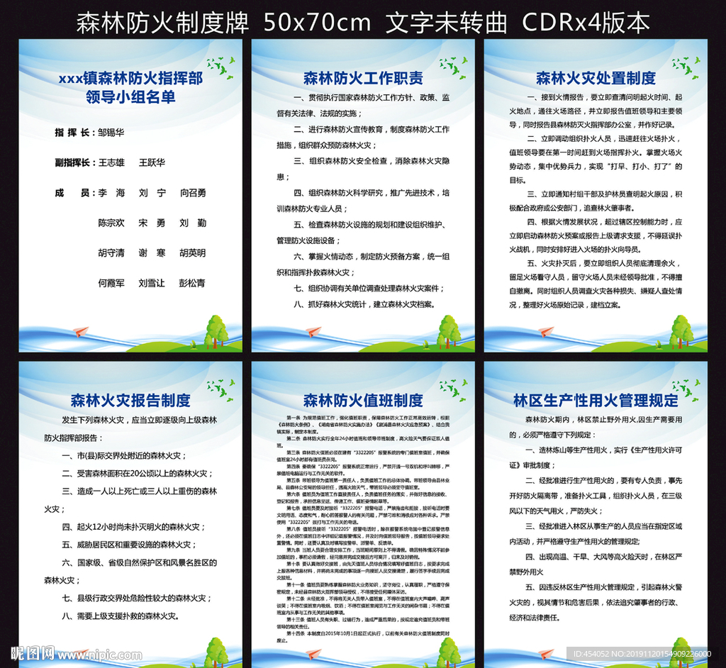 森林防火制度牌