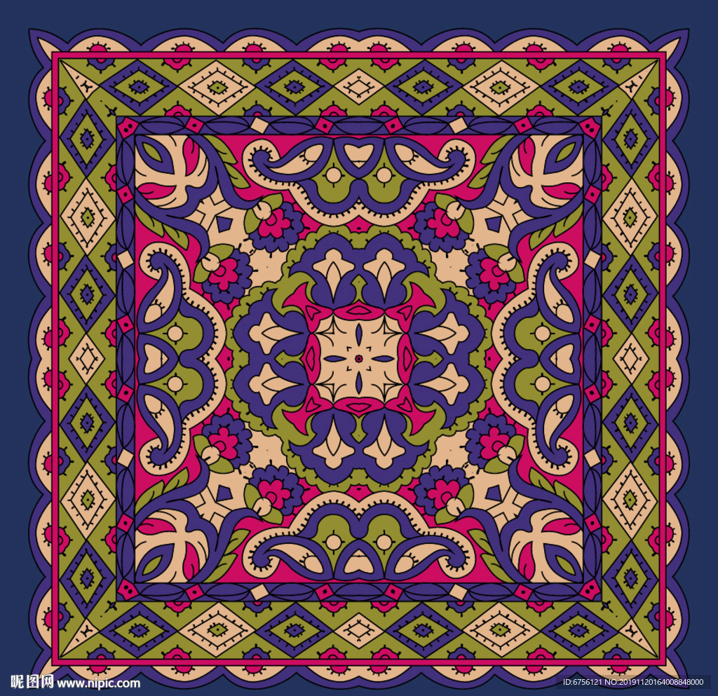 传统花纹背景矢量地毯花纹图案