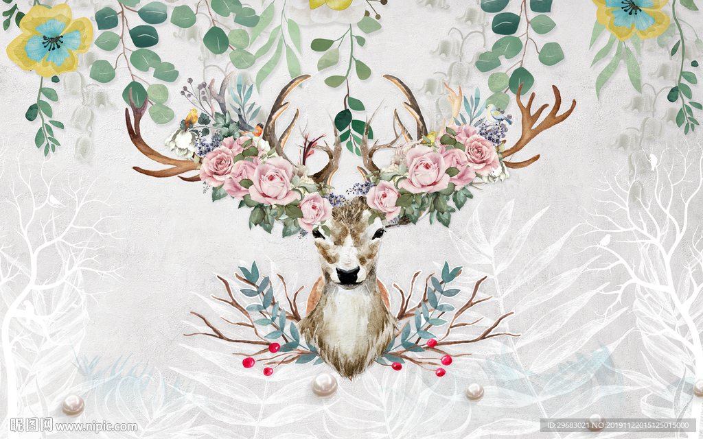 高档麋鹿装饰画 TIF分层