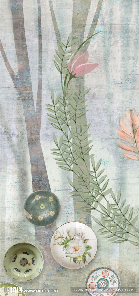 北欧欧式玄关画 TIF分层