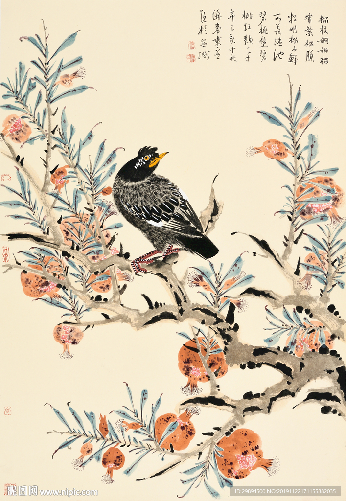 古典中式花鸟虫鱼水墨装饰画