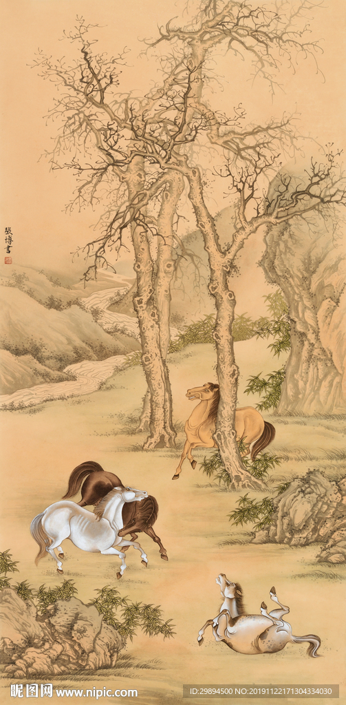 古典中式水墨装饰画马