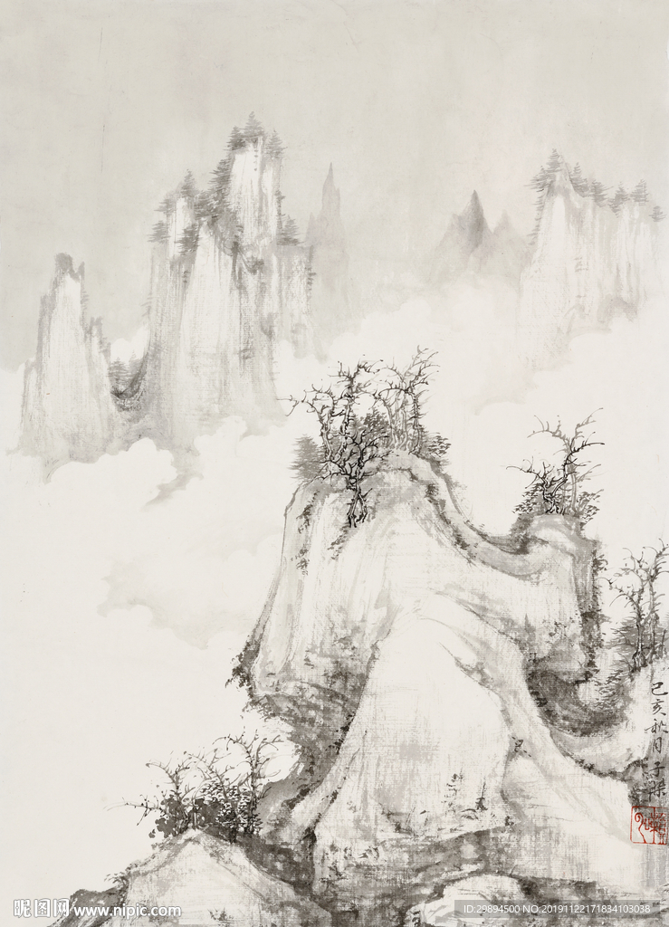 古典山水中式水墨装饰画