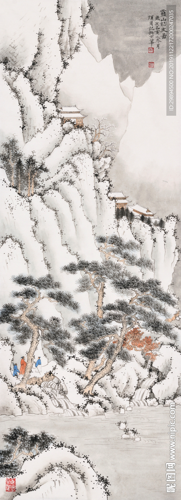 古典山水雪景中式水墨装饰画