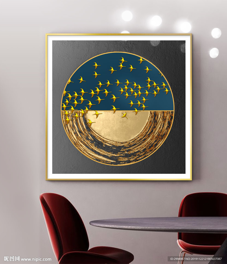 新中式金箔飞鸟立体装饰画