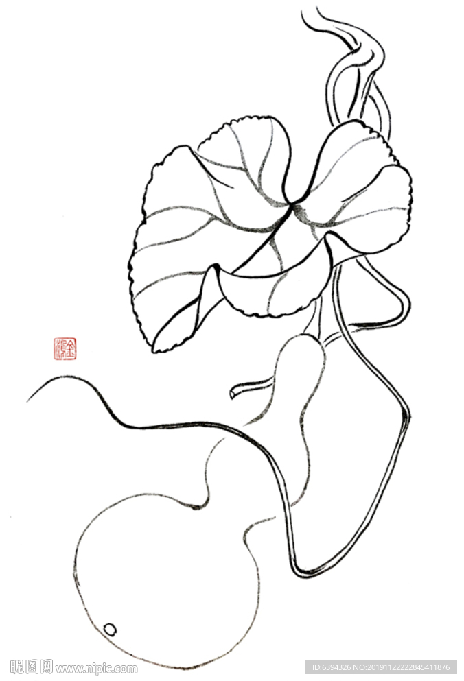 原创手绘白描葫芦