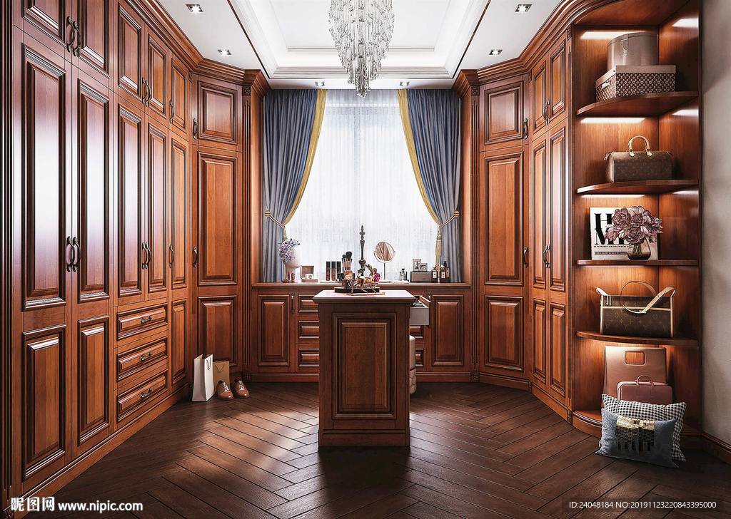 实木衣帽间衣柜