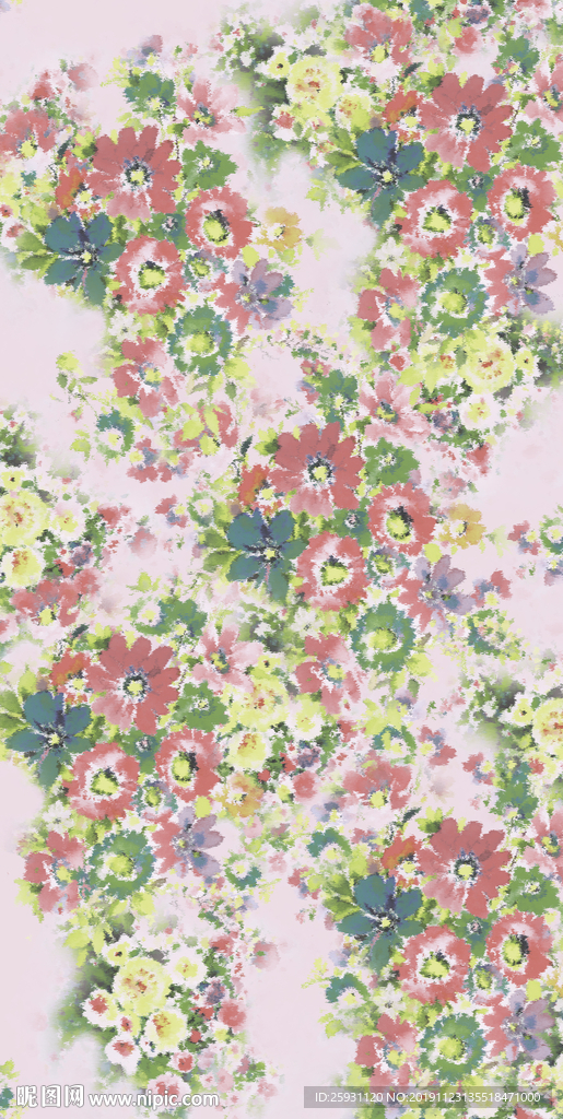 清新雅致唯美花卉碎花合层图案