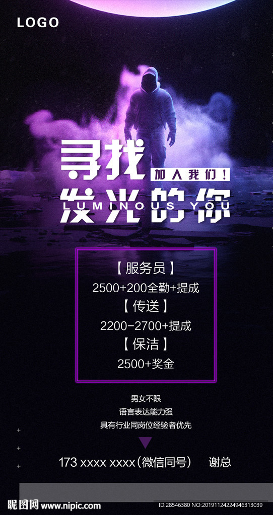 夜店服务部招聘海报