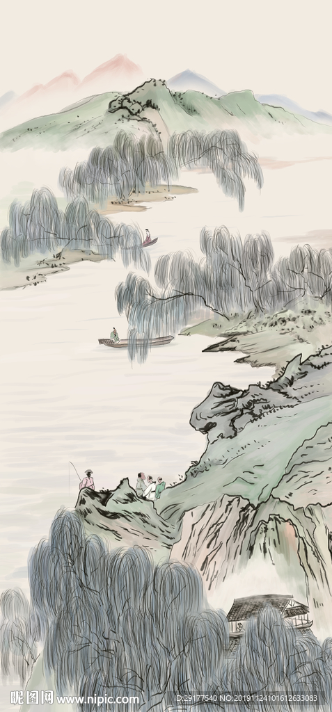 水墨玄关装饰画