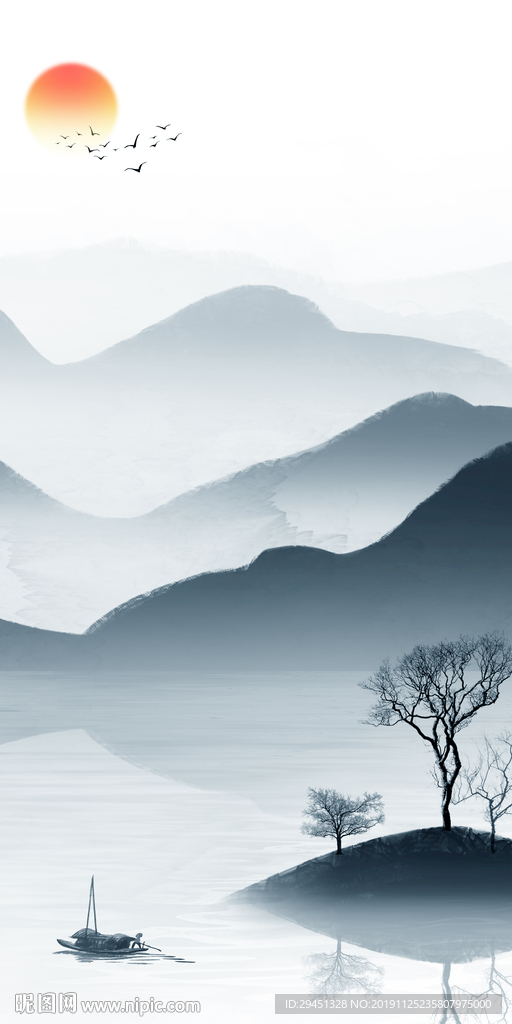 酒店山水画玄关 TIF分层