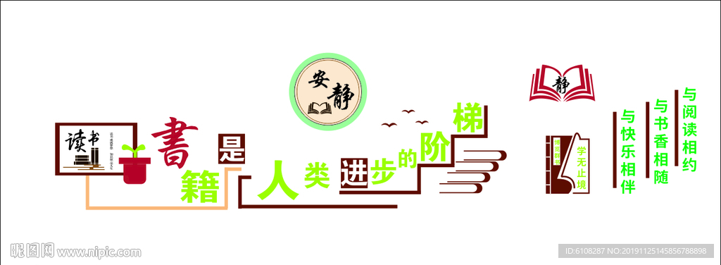 阅览室文化墙  读书文化素质