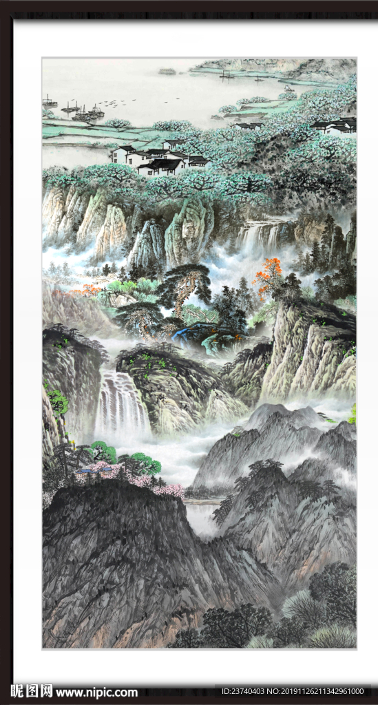 竖幅山水画