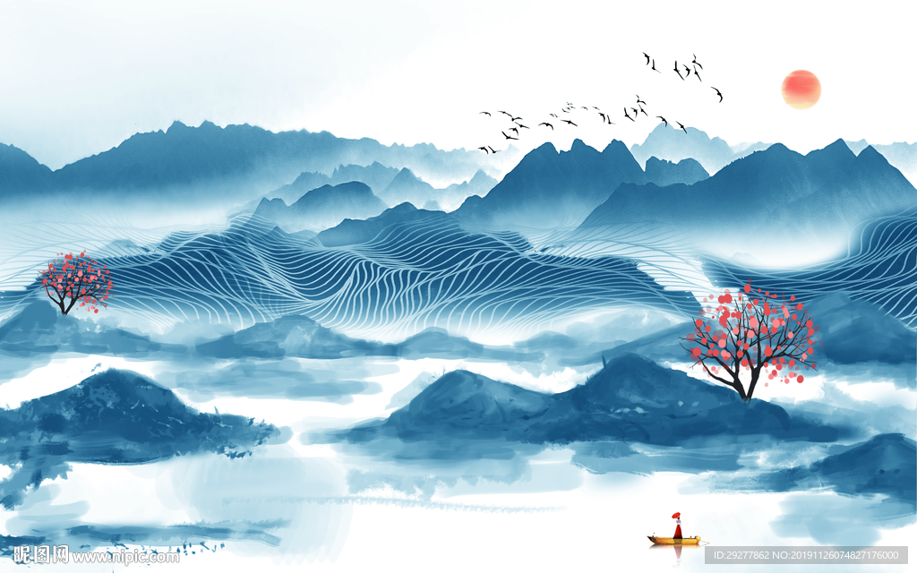 2020山水背景墙 TIF分层