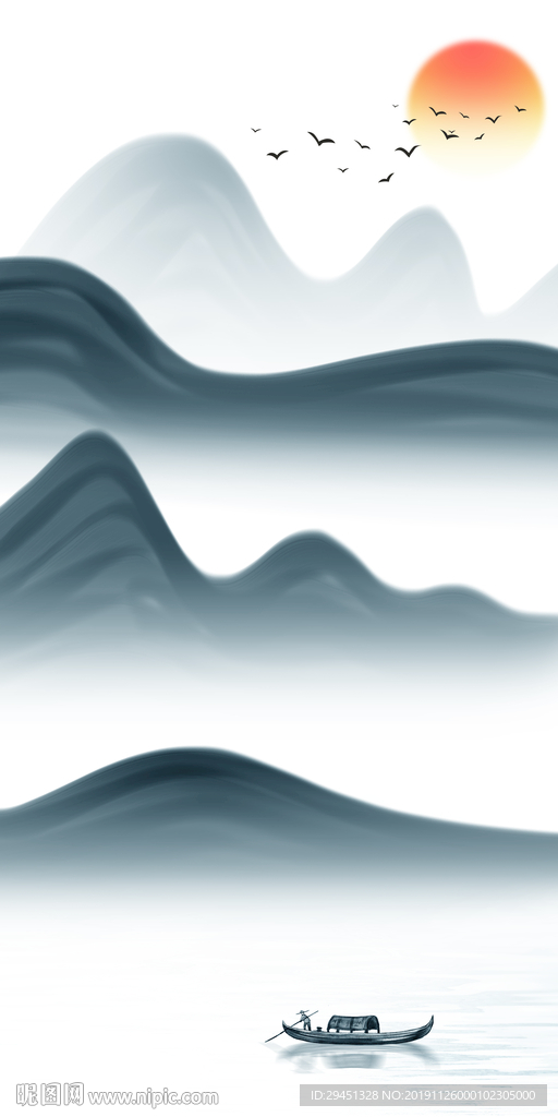 高清轻奢山水画 TIF分层