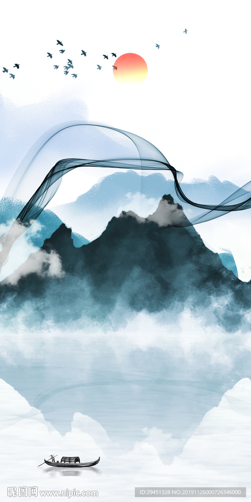 大气轻奢山水画 TIF分层