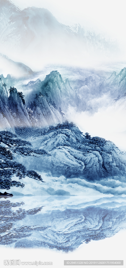 现代轻奢山水画 TIF分层