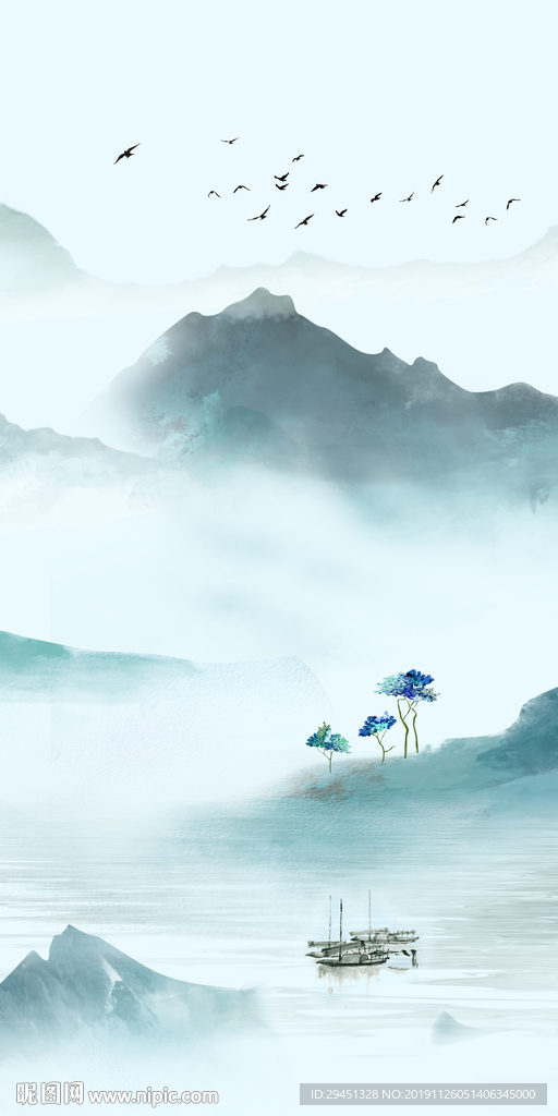 新款 山水画玄关 TIF分层