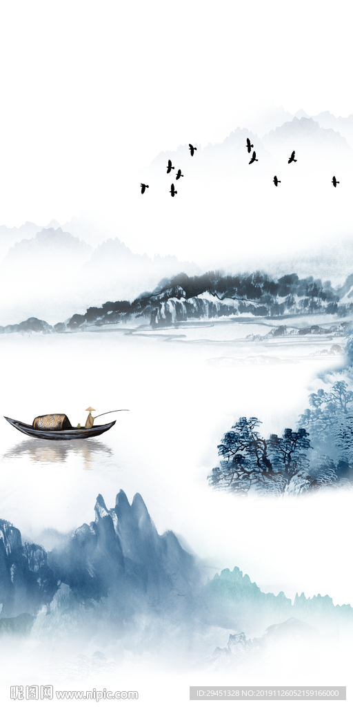 奢华山水画玄关 TIF分层