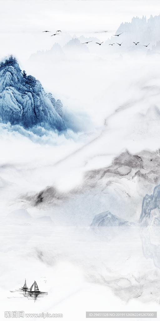 爵士白山水画玄关 TIF分层