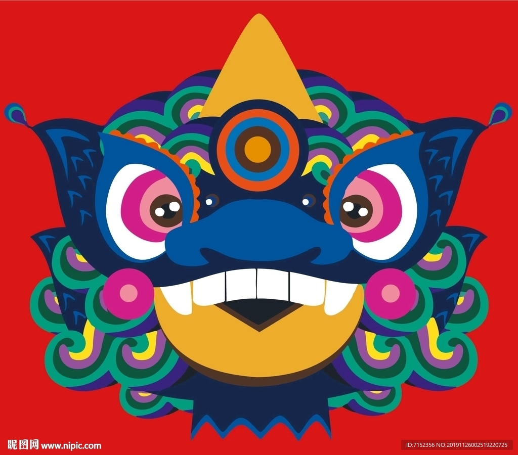新年图案  舞狮  狮子头