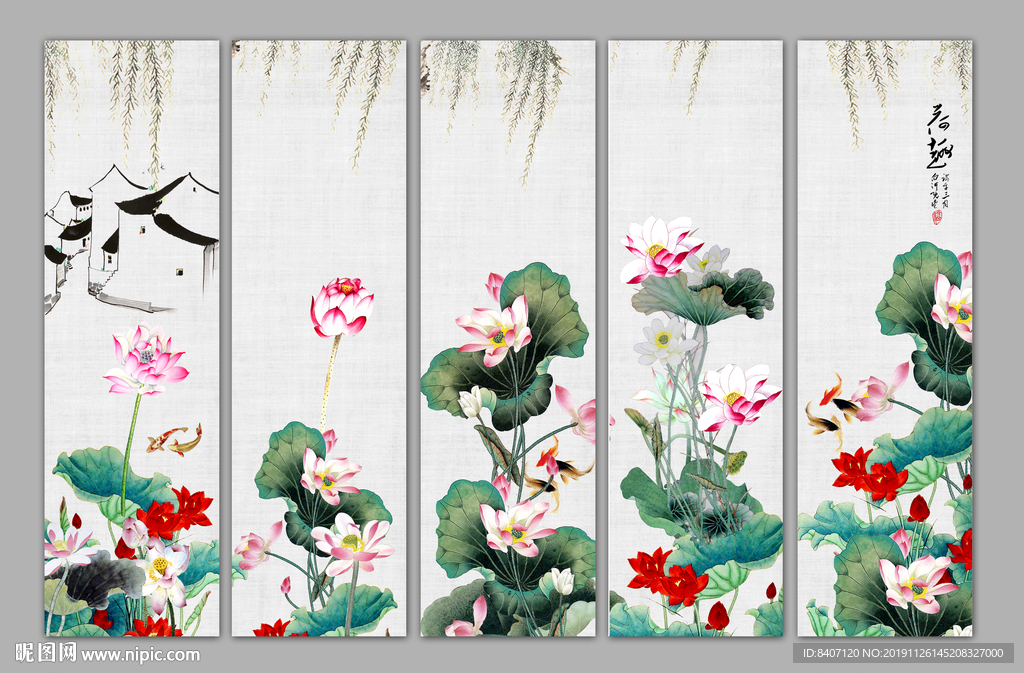 荷花国画