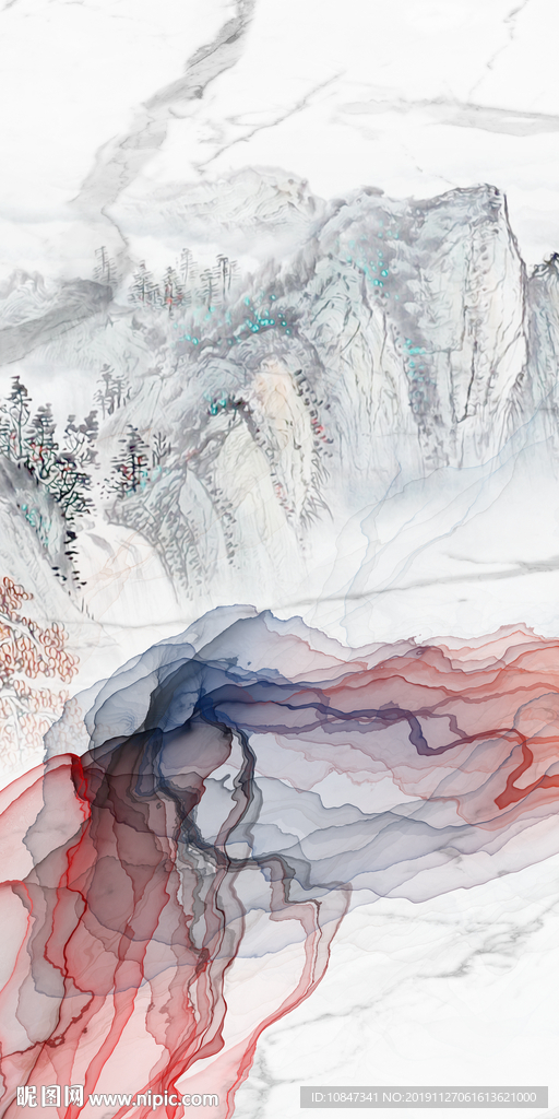 轻奢山水玄关风景 TIF分层