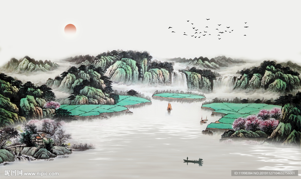 水墨山水背景墙