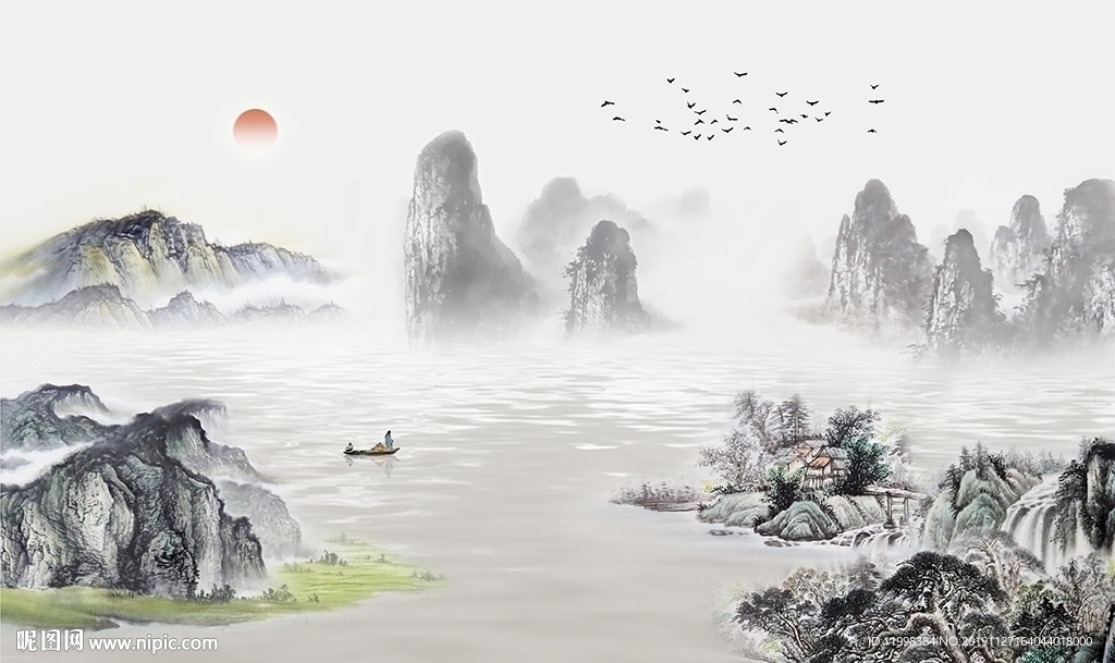 山水画背景墙
