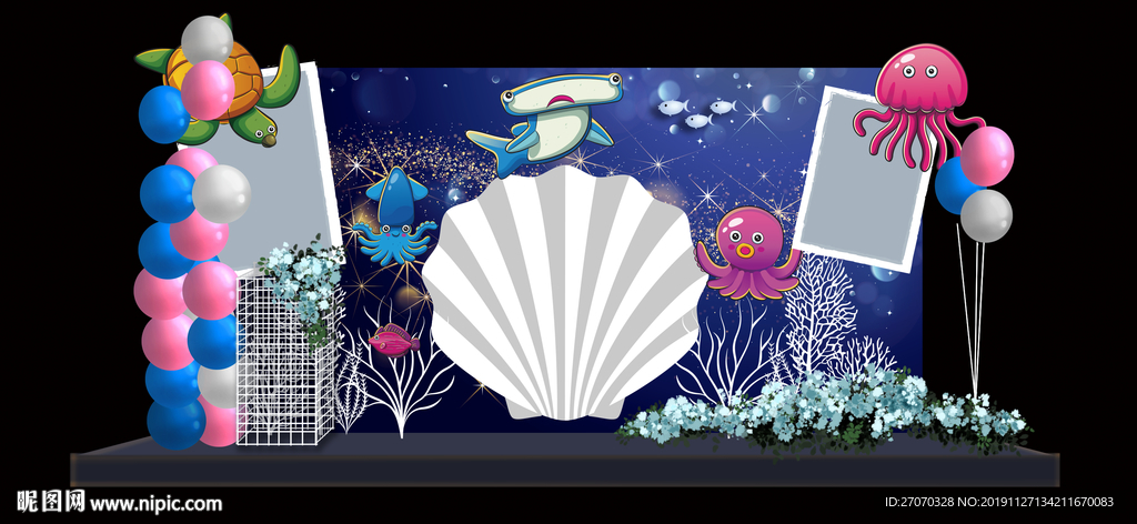 蓝色海洋主题背景素材