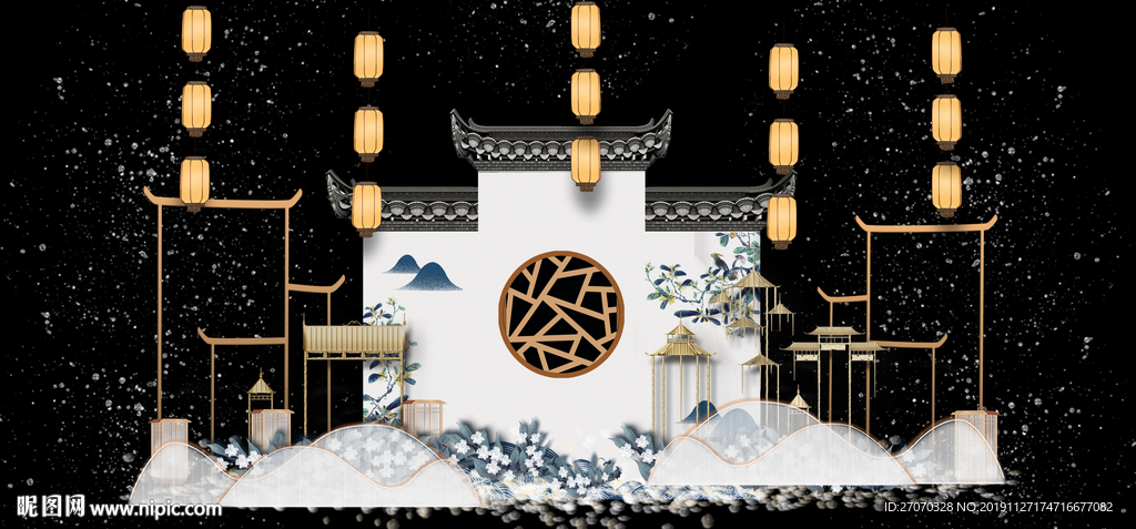 仿古建筑背景素材