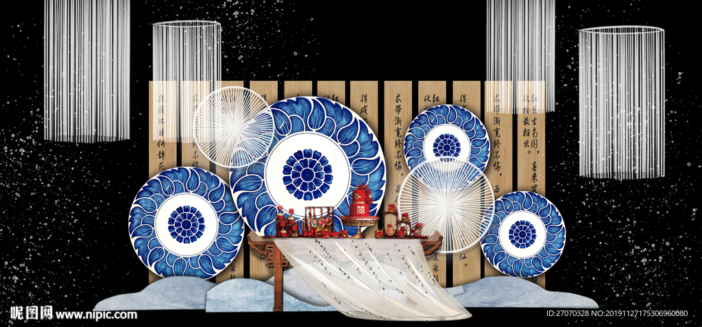 青花瓷 舞台背景素材