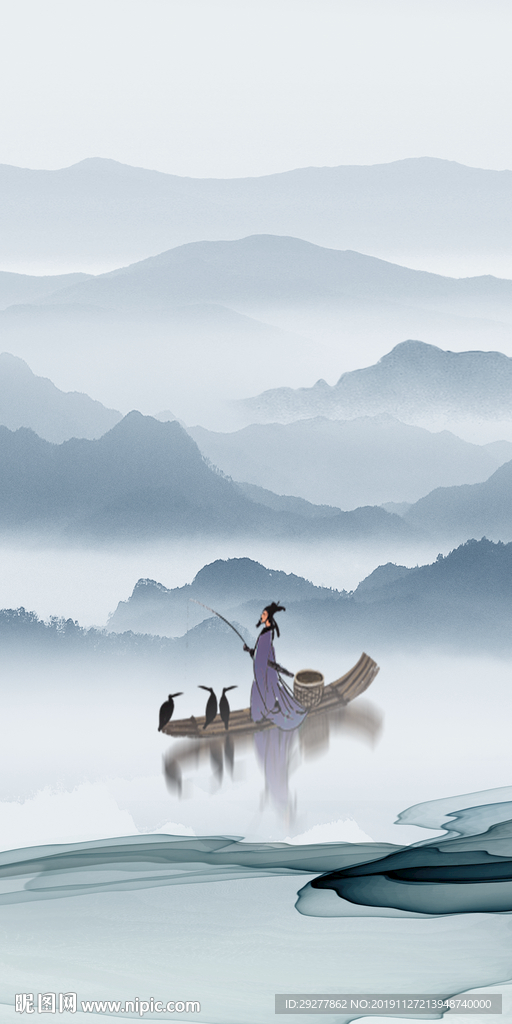 新中式玄关风景挂画 TIF分层