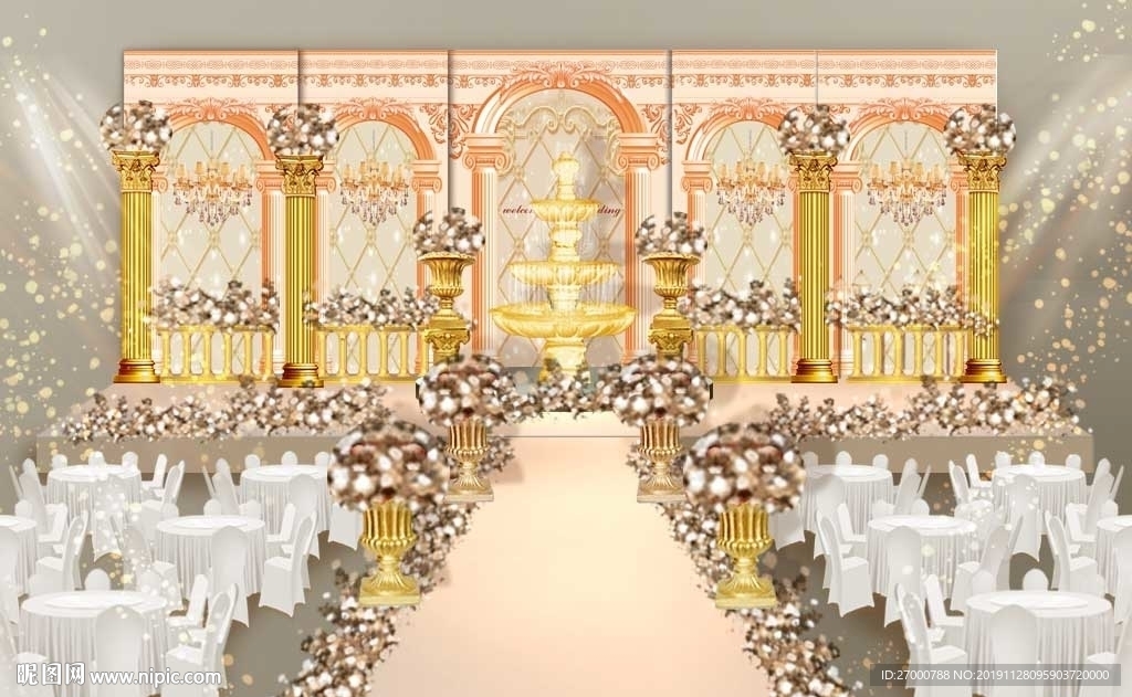 香槟色罗马主题婚礼背景