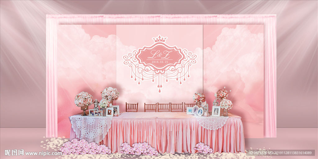 粉色婚礼签到区