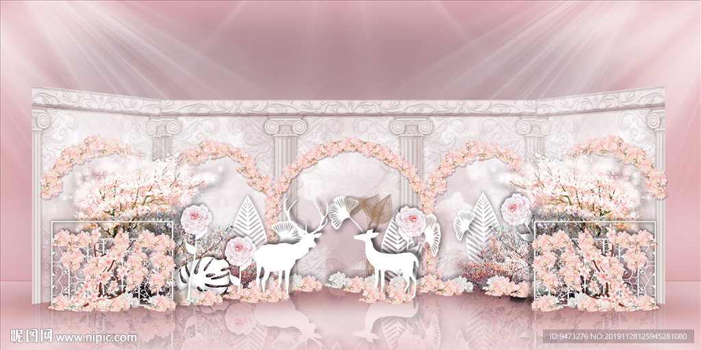 裸粉色婚礼迎宾区