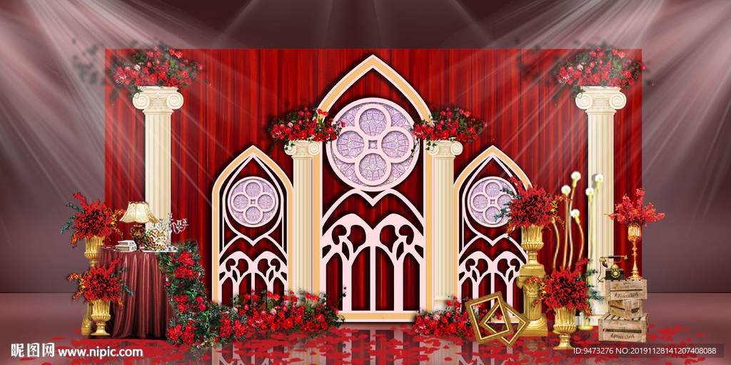 宫廷红金色迎宾区