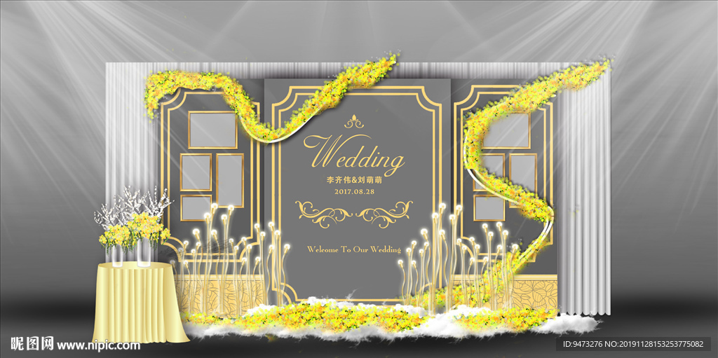 深灰色婚礼迎宾区