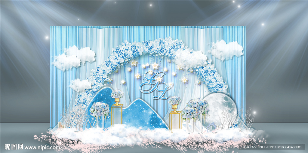 蓝色婚礼迎宾区