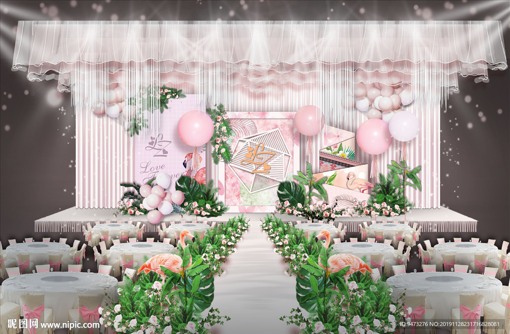 粉色婚礼仪式区
