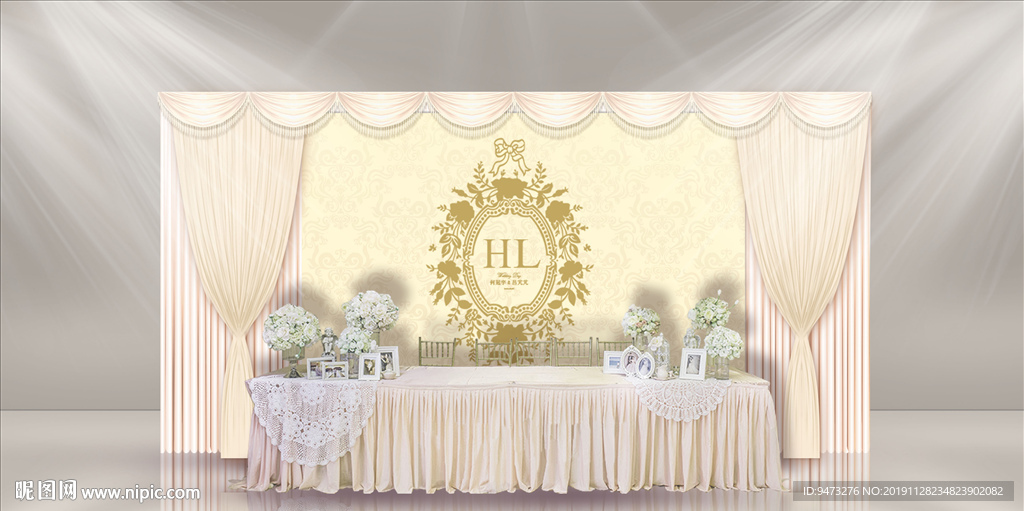 香槟色婚礼签到区