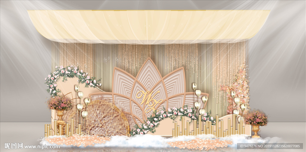 香槟色婚礼迎宾区